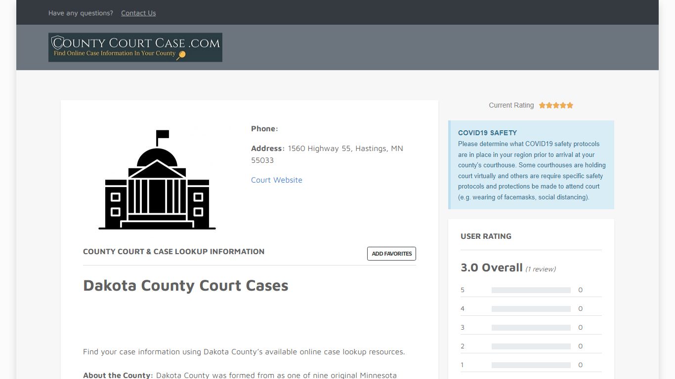 Dakota County | County Court Case Search & Lookup | CountyCourtCase.com