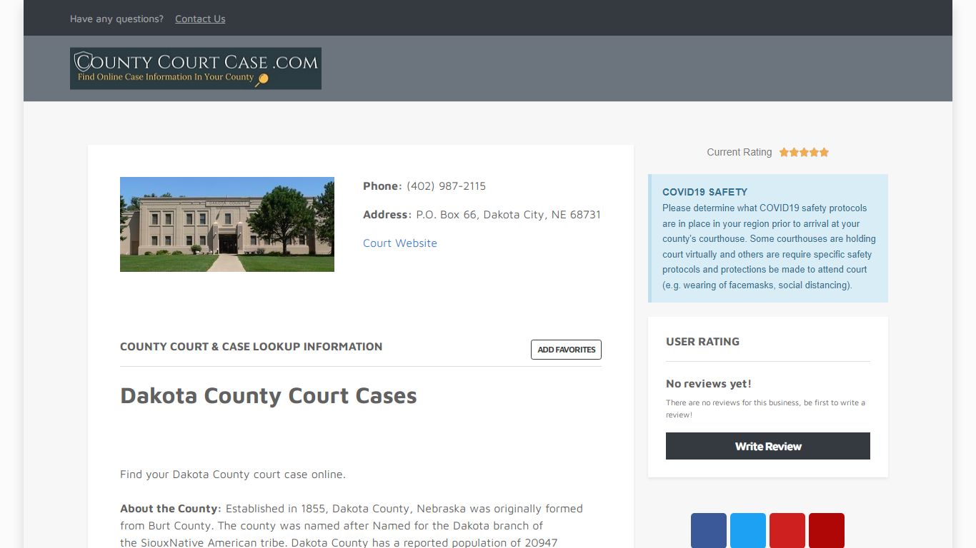 Dakota County | County Court Case Search & Lookup | CountyCourtCase.com